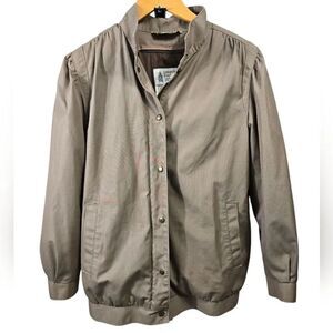 London Fog Brown Bomber Jacket with Stand-Up Collar